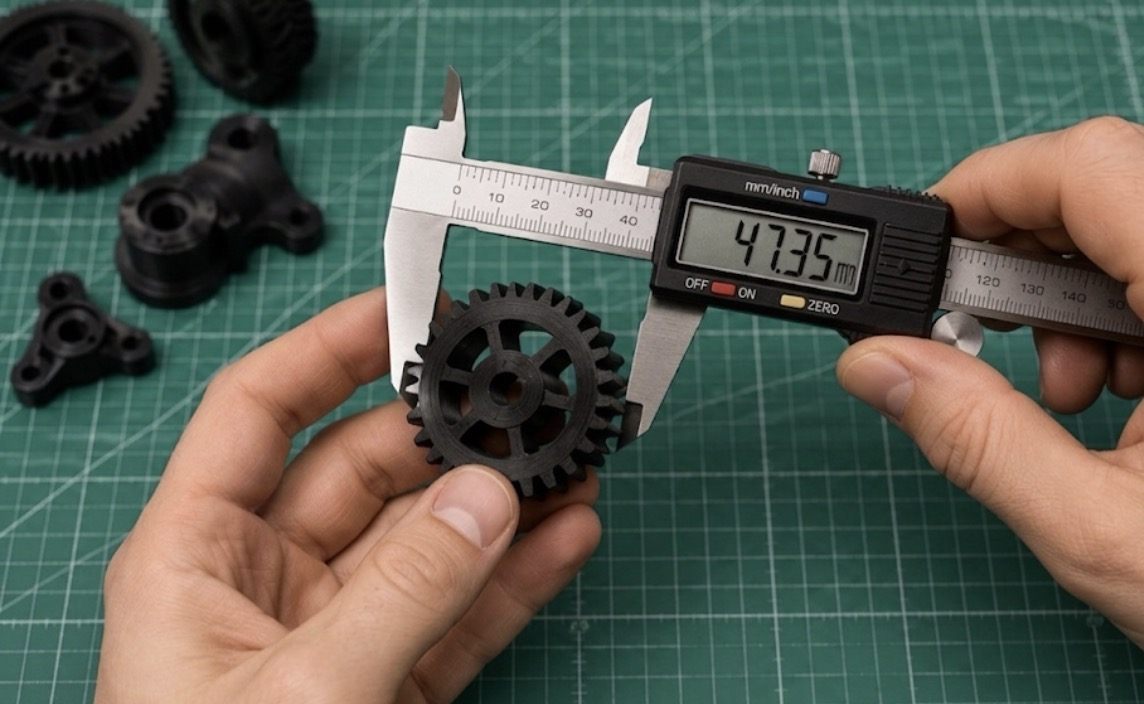 Misurazione di precisione con calibro digitale per reverse engineering